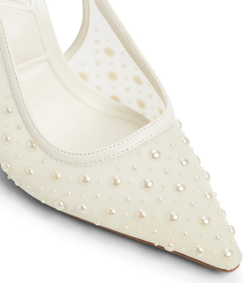 ALDO Pearlescent Pearl Embellished Mesh Slingback Dress Pumps