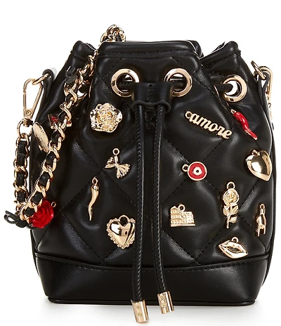 ALDO Romalove Medium Quilted Love Drawstring Bucket Bag