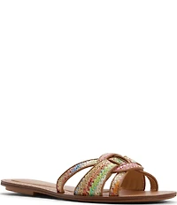 ALDO Rosemaryy Rainbow Raffia Slide Sandals