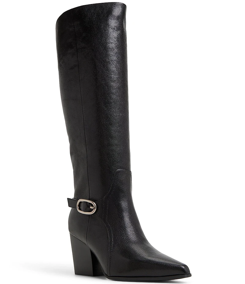 ALDO Saddle Leather Buckle Strap Tall Dress Boots