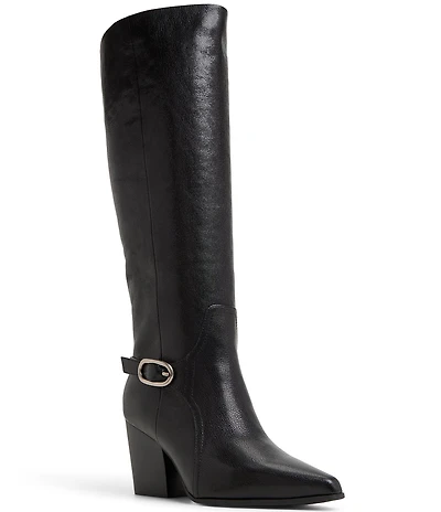 ALDO Saddle Leather Buckle Strap Tall Dress Boots