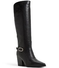 ALDO Saddle Leather Buckle Strap Tall Dress Boots
