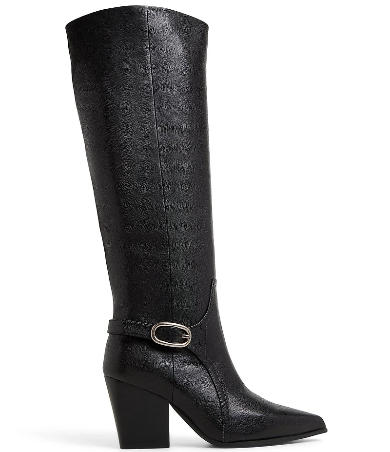 ALDO Saddle Leather Buckle Strap Tall Dress Boots