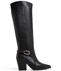 ALDO Saddle Leather Buckle Strap Tall Dress Boots