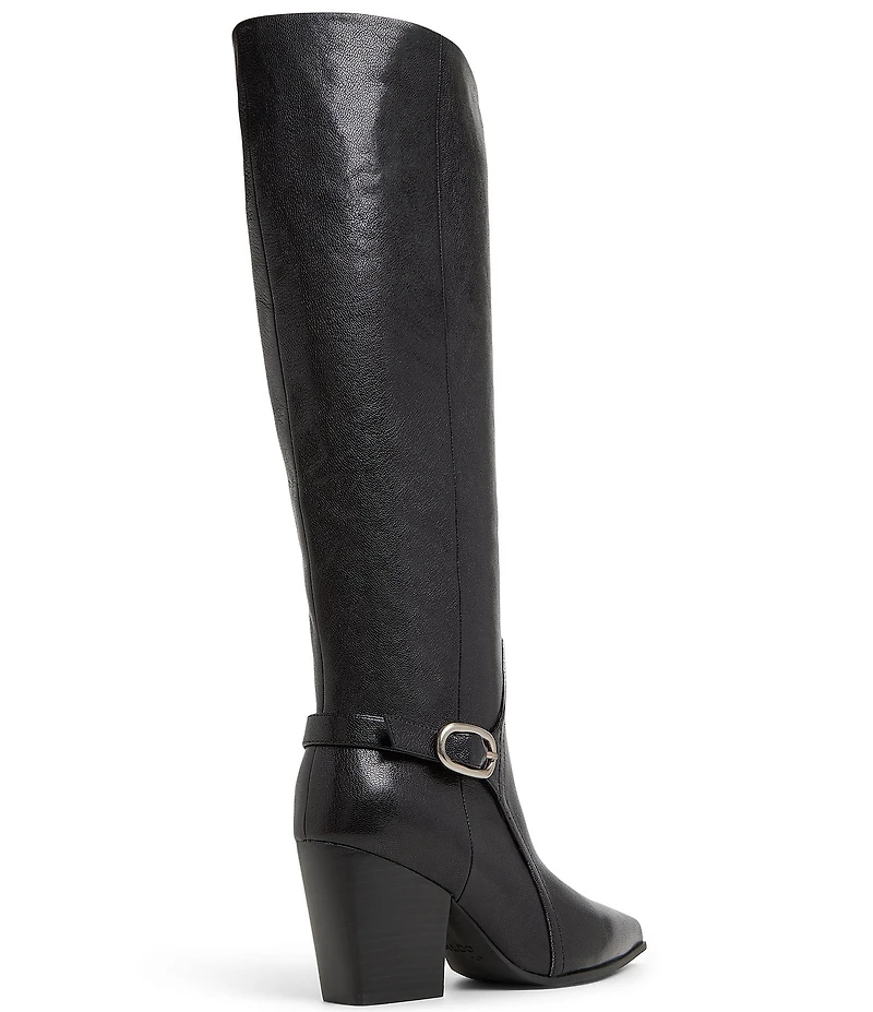ALDO Saddle Leather Buckle Strap Tall Dress Boots