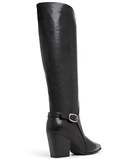 ALDO Saddle Leather Buckle Strap Tall Dress Boots