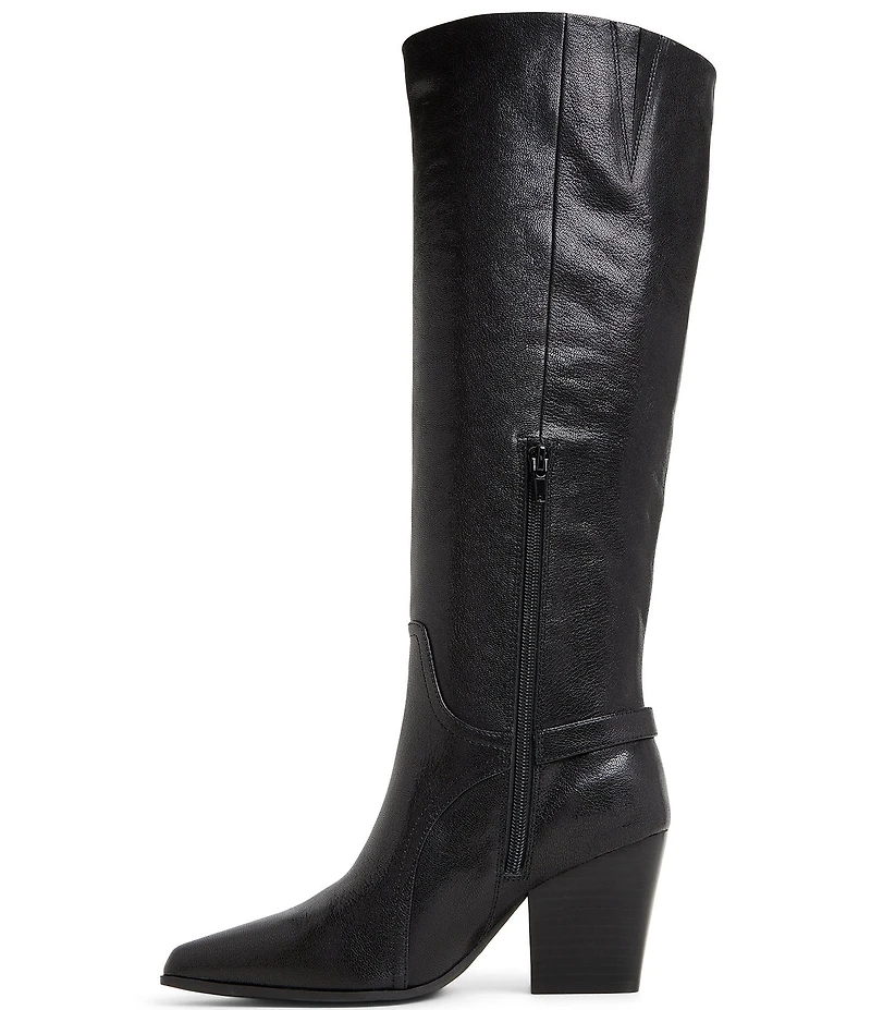 ALDO Saddle Leather Buckle Strap Tall Dress Boots