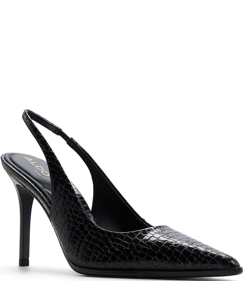 ALDO Samantha Croco Embossed Pointed Toe Slingback Pumps