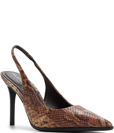 ALDO Samantha Snake Embossed Pointed Toe Slingback Pumps