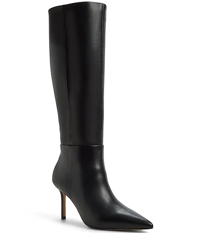 ALDO Saphiria Leather Pointed Toe Stiletto Tall Dress Boots