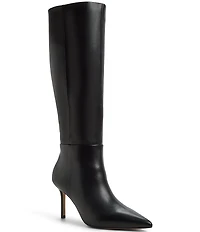 ALDO Saphiria Leather Pointed Toe Stiletto Tall Dress Boots