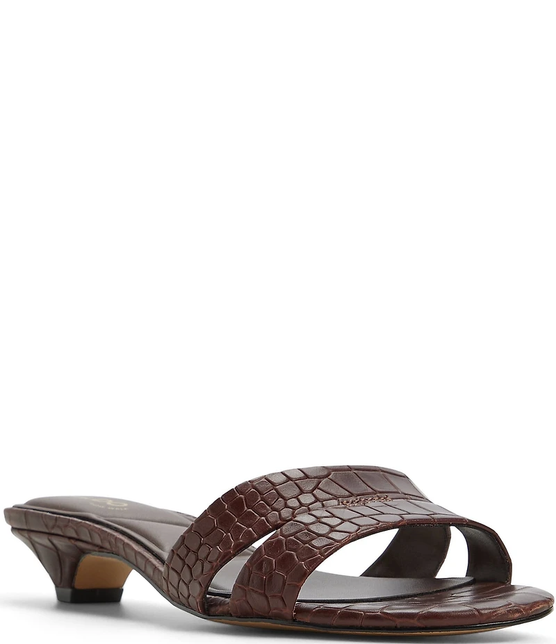 ALDO Scarletta Croco Embossed Leather Kitten Heel Dress Slide Sandals