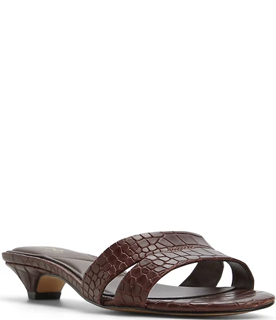 ALDO Scarletta Croco Embossed Leather Kitten Heel Dress Sandals