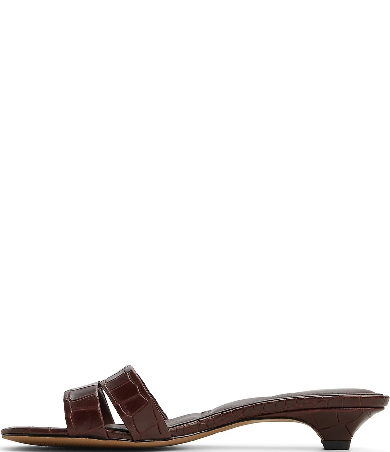 ALDO Scarletta Croco Embossed Leather Kitten Heel Dress Slide Sandals
