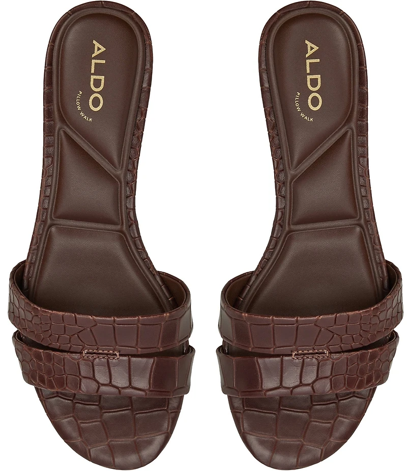 ALDO Scarletta Croco Embossed Leather Kitten Heel Dress Slide Sandals