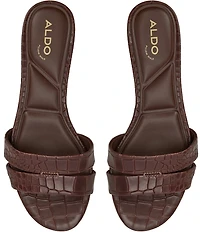 ALDO Scarletta Croco Embossed Leather Kitten Heel Dress Slide Sandals