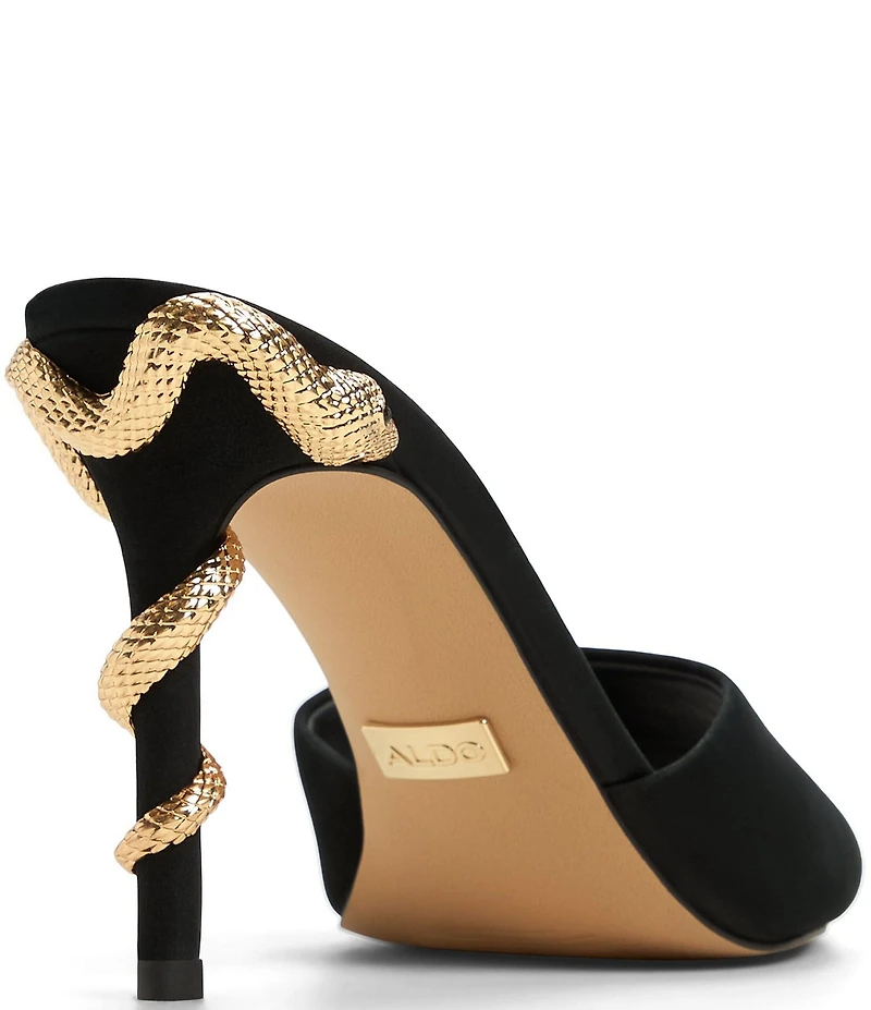 ALDO Seashella Suede Snake Hardware Stiletto Heel Dress Slide Sandals