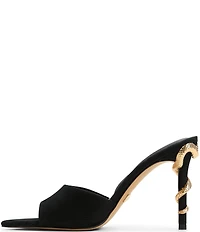 ALDO Seashella Suede Snake Hardware Stiletto Heel Dress Slide Sandals