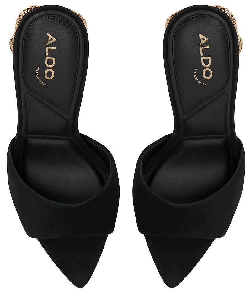 ALDO Seashella Suede Snake Hardware Stiletto Heel Dress Slide Sandals