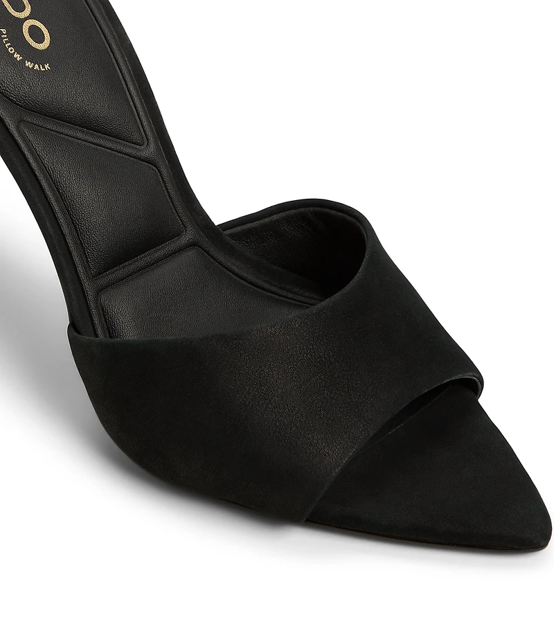 ALDO Seashella Suede Snake Hardware Stiletto Heel Dress Slide Sandals