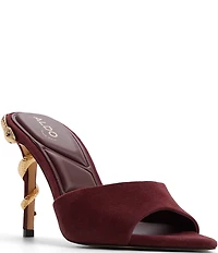 ALDO Seashella Suede Snake Hardware Stiletto Heel Dress Slide Sandals