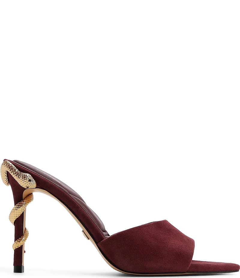 ALDO Seashella Suede Snake Hardware Stiletto Heel Dress Slide Sandals