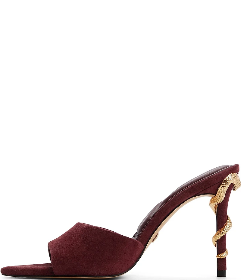 ALDO Seashella Suede Snake Hardware Stiletto Heel Dress Slide Sandals
