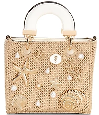 ALDO Seashellminiix Resort Straw Satchel Top Handle Bag