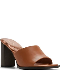 ALDO Sophia Leather Square Toe Block Heel Slide Sandals