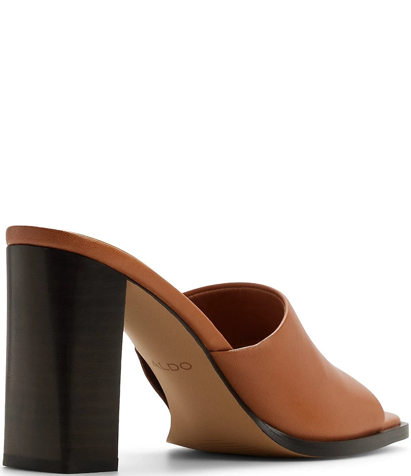 ALDO Sophia Leather Square Toe Block Heel Slide Sandals