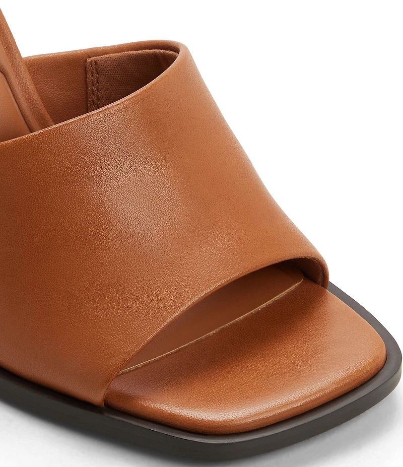 ALDO Sophia Leather Square Toe Block Heel Slide Sandals