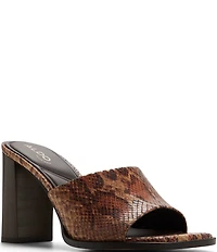 ALDO Sophia Snake Embossed Square Toe Block Heel Slide Sandals