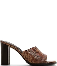 ALDO Sophia Snake Embossed Square Toe Block Heel Slide Sandals
