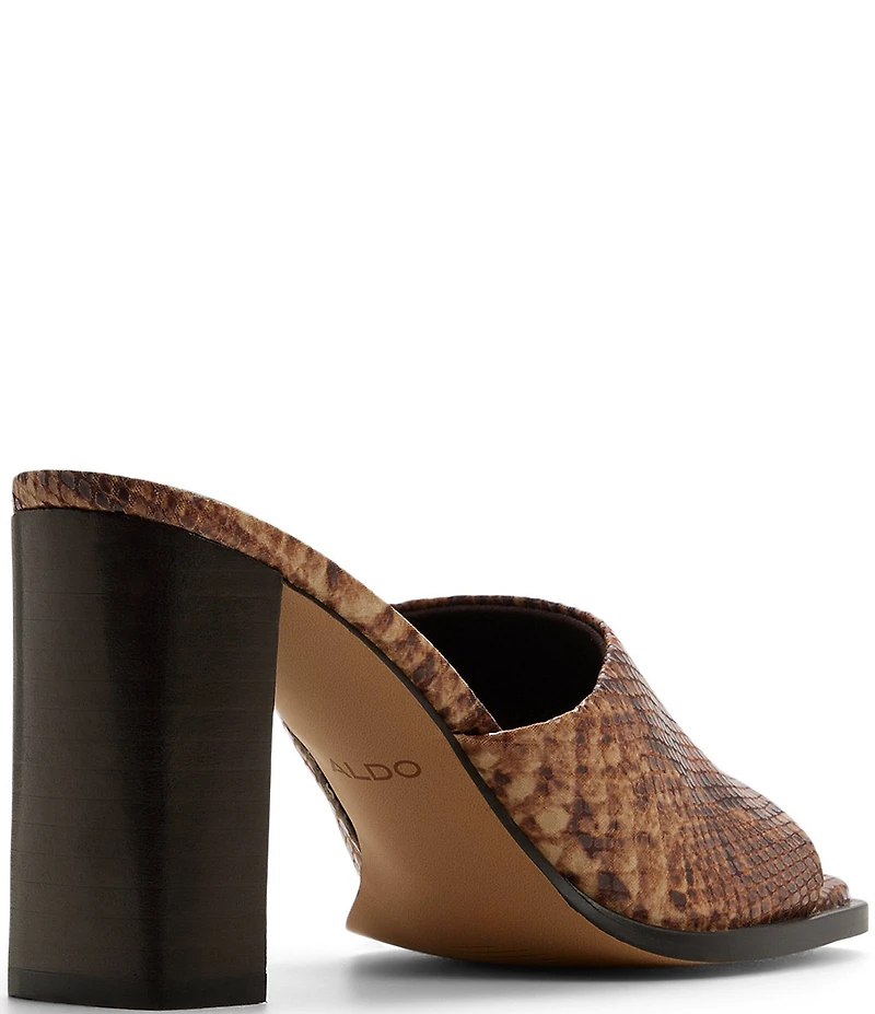 ALDO Sophia Snake Embossed Square Toe Block Heel Slide Sandals