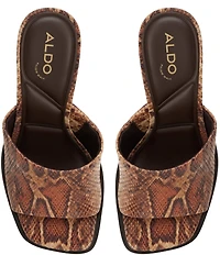 ALDO Sophia Snake Embossed Square Toe Block Heel Slide Sandals