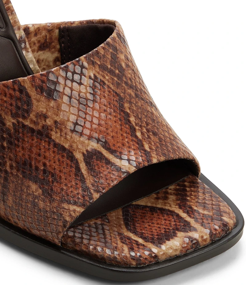 ALDO Sophia Snake Embossed Square Toe Block Heel Slide Sandals