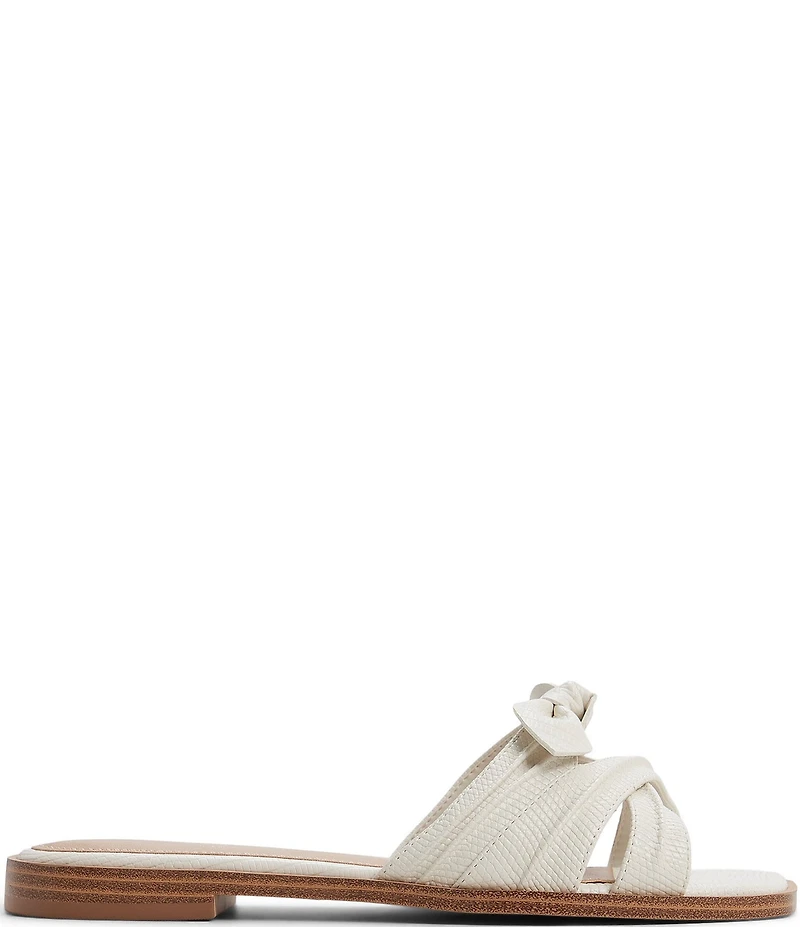 ALDO Sunbeam Lizard Embossed Bow Flat Slide Sandals