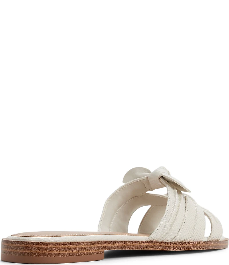 ALDO Sunbeam Lizard Embossed Bow Flat Slide Sandals