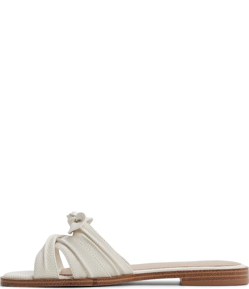 ALDO Sunbeam Lizard Embossed Bow Flat Slide Sandals