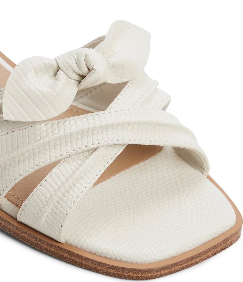 ALDO Sunbeam Lizard Embossed Bow Flat Slide Sandals