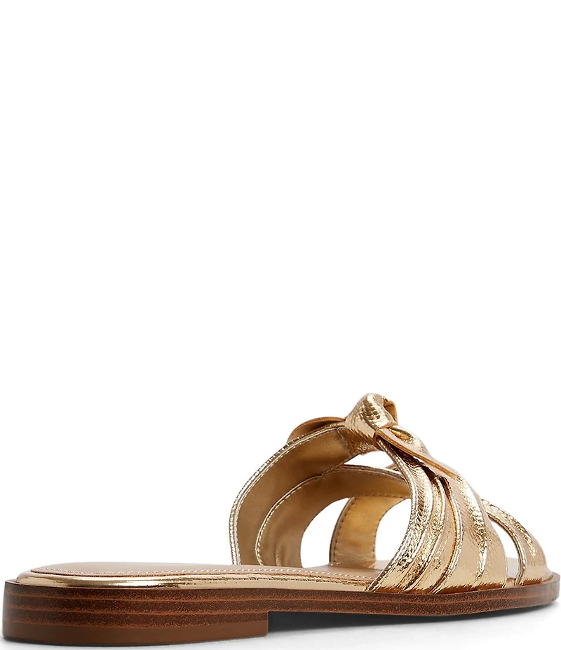 ALDO Sunbeam Lizard Embossed Bow Flat Slide Sandals