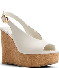 ALDO Tatianah Leather Slingback Platform Wedge Sandals