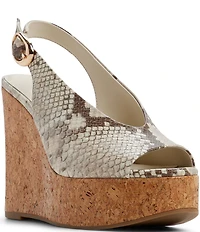 ALDO Tatianah Snake Embossed Slingback Platform Wedge Sandals