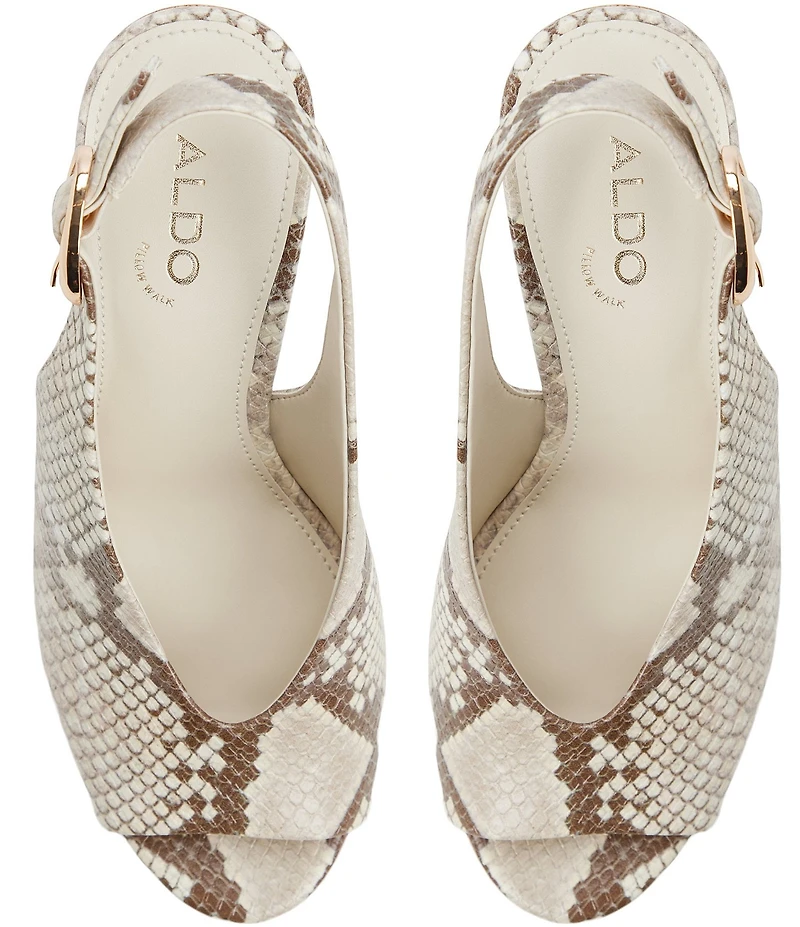 ALDO Tatianah Snake Embossed Slingback Platform Wedge Sandals