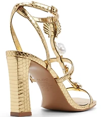 ALDO Taylar Metallic Snake Print Square Toe Sealife Dress Sandals