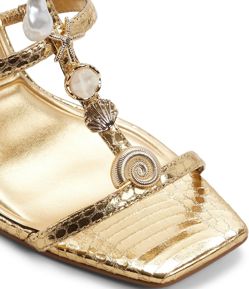 ALDO Taylar Metallic Snake Print Square Toe Sealife Dress Sandals