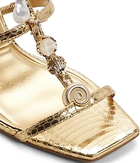 ALDO Taylar Metallic Snake Print Square Toe Sealife Dress Sandals