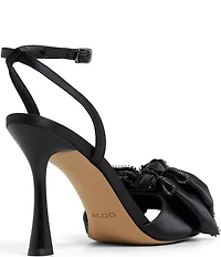 ALDO Tinsel Satin Ankle Strap Rhinestone Embellished Bow Dress Sandals