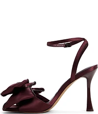 ALDO Tinsel Satin Ankle Strap Rhinestone Embellished Bow Dress Sandals