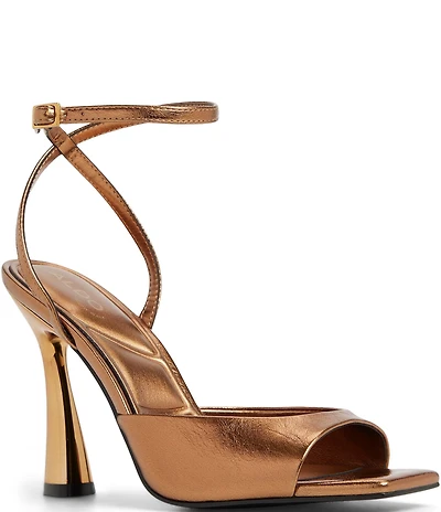 ALDO Valentyna Crinkle Metallic Ankle Strap Dress Sandals